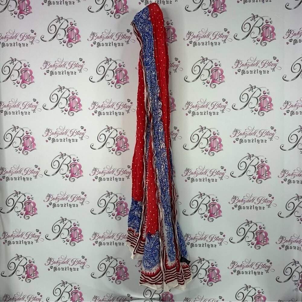 Scarf polka dot paisley stripes Red and Blue Women's Scarf scarve